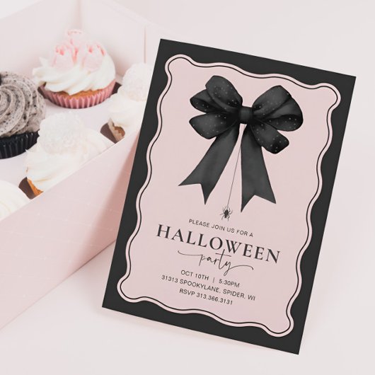 Coquette Bow Adult Halloween-Party Einladung