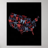 Coquette Bow America Karte 4. Juli Unabhängigkeit Poster (Vorne)