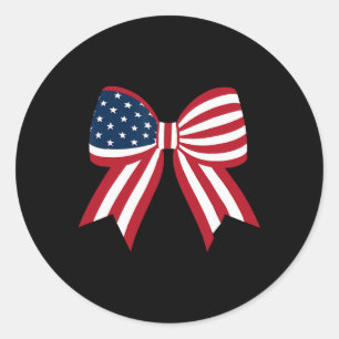 Coquette Bow American Flag Vintag Patriotic Bow 4 Runder Aufkleber