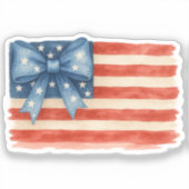 Coquette Bow American Flag Wasserfarbe 4. Juli Aufkleber (Vorderseite)
