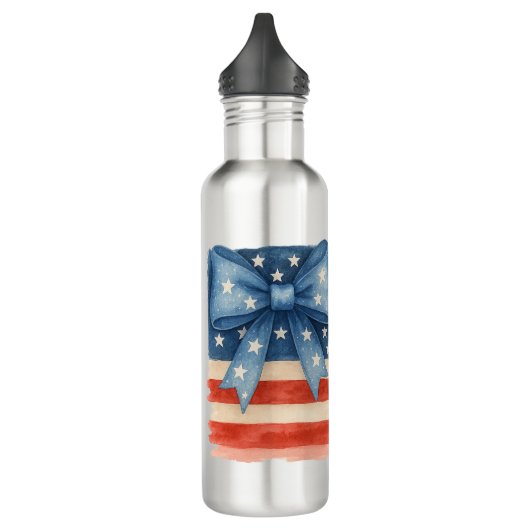 Coquette Bow American Flag Wasserfarbe 4. Juli Edelstahlflasche (Links)