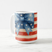 Coquette Bow American Flag Wasserfarbe 4. Juli Kaffeetasse (Vorderseite Links)