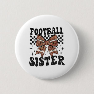 Coquette Bow American Footll Sister Game Day Danke Button