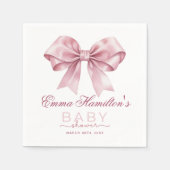 Coquette Bow Baby Shower Napkins - Elegantes Rosa Serviette (Vorderseite)