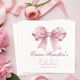 Coquette Bow Baby Shower Napkins - Elegantes Rosa  Serviette