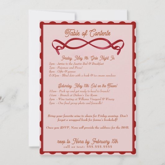 Coquette Bow Bachelorette Einladung | 12x18 (Rückseite)