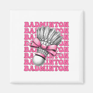 Coquette Bow Badminton Player Shuttle Girl Mama Bu Magnet