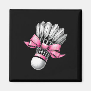 Coquette Bow Badminton Shuttle Pink Ribbon Mama Gi Magnet