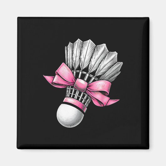 Coquette Bow Badminton Shuttle Pink Ribbon Mama Gi Magnet (Vorne)