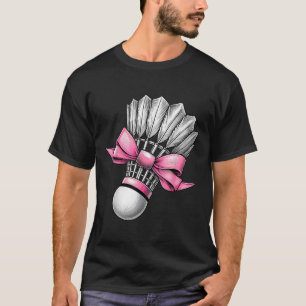 Coquette Bow Badminton Shuttle Pink Ribbon Mama Gi T-Shirt