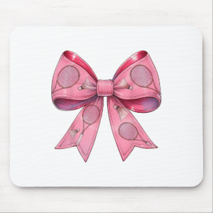 Coquette Bow Badminton Shuttle Racket Pink Ribbon Mousepad