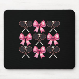 Coquette Bow Badminton Shuttle Racket Pink Ribbon Mousepad