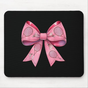 Coquette Bow Badminton Shuttle Racket Pink Ribbon Mousepad