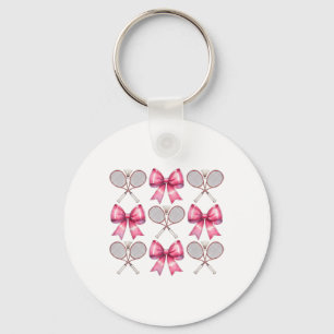 Coquette Bow Badminton Shuttle Racket Pink Ribbon Schlüsselanhänger
