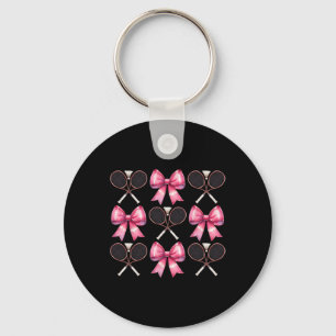Coquette Bow Badminton Shuttle Racket Pink Ribbon Schlüsselanhänger