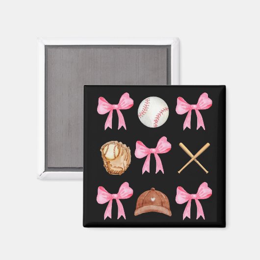 Coquette Bow Baseball Mama Baseball Mama Mütter Da Magnet (Vorderseite/Rückseite)