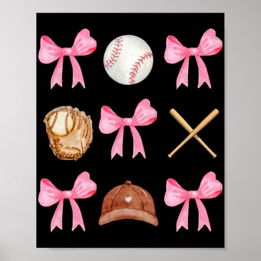 Coquette Bow Baseball Mama Baseball Mama Mütter Da Poster (Vorne)