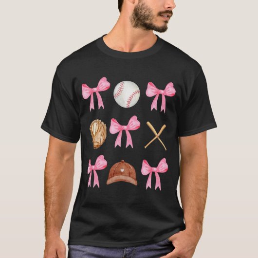 Coquette Bow Baseball Mama Baseball Mama Mütter Da T-Shirt (Vorderseite)