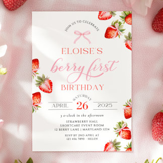 Coquette Bow Berry First Strawberry Einladung