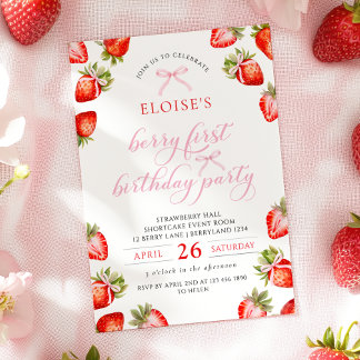Coquette Bow Berry First Strawberry Einladung