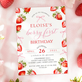 Coquette Bow Berry First Strawberry Einladung
