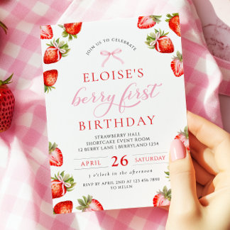 Coquette Bow Berry First Strawberry Einladung