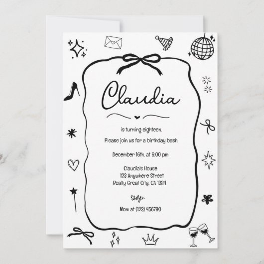 Coquette Bow Birthday Einladung Whimsical Party (Vorderseite)