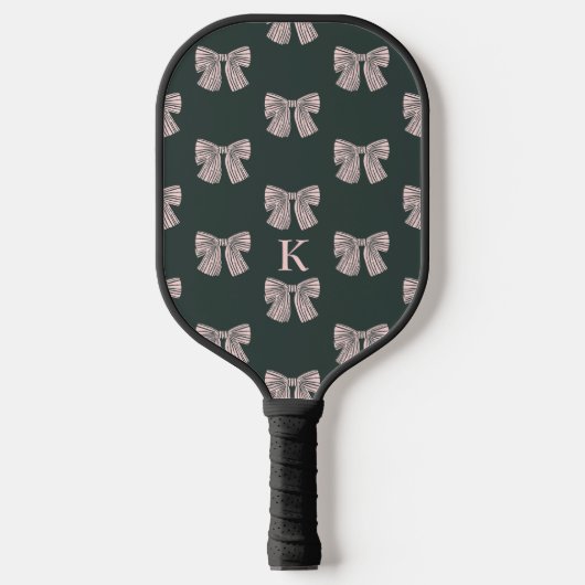 Coquette Bow Black & Pink Stilvoll Pickleball Schläger (Vorderseite)