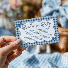 Coquette Bow Blue Jeans Denim Books Baby Dusche Begleitkarte