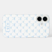 Coquette Bow Blue Monogram Initial iPhone 16 Fall Case-Mate iPhone Hülle (Rückseite (Horizontal))