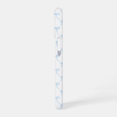 Coquette Bow Blue Monogram Initial iPhone 16 Fall Hülle (Linke Seite)