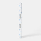 Coquette Bow Blue Monogram Initial iPhone 16 Fall Hülle (Rechte Seite)