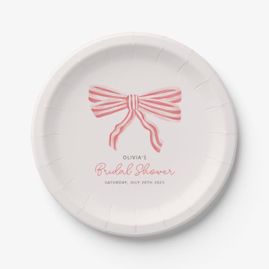 Coquette Bow Blush Brautparty Pappteller (Vorderseite)