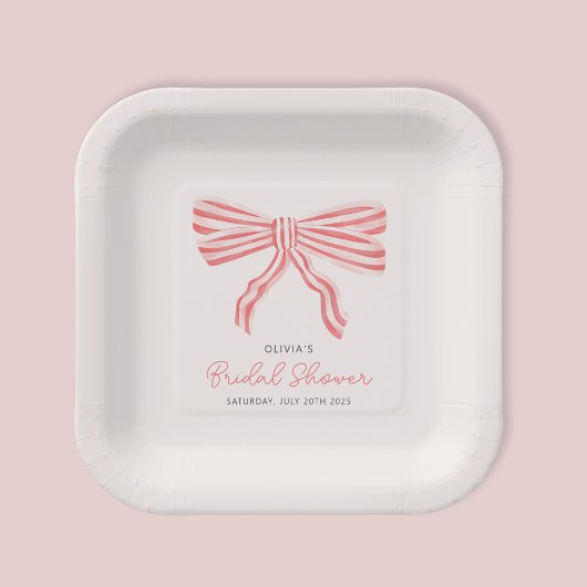 Coquette Bow Blush Brautparty Pappteller
