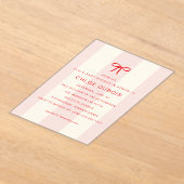  Coquette Bow Blush Pink Striped Baby Shower  Acryleinladungen (Ablage )