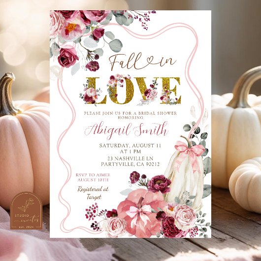 Coquette Bow Blush und Burgund Brautparty Einladung