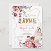 Coquette Bow Blush und Burgund Brautparty Einladung (Vorderseite)