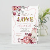 Coquette Bow Blush und Burgund Brautparty Einladung (Stehend Vorderseite)