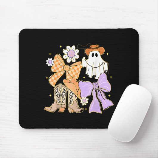 Coquette Bow Boo Ghost Boots Western Cowboy Cowgir Mousepad (Mit Mouse)