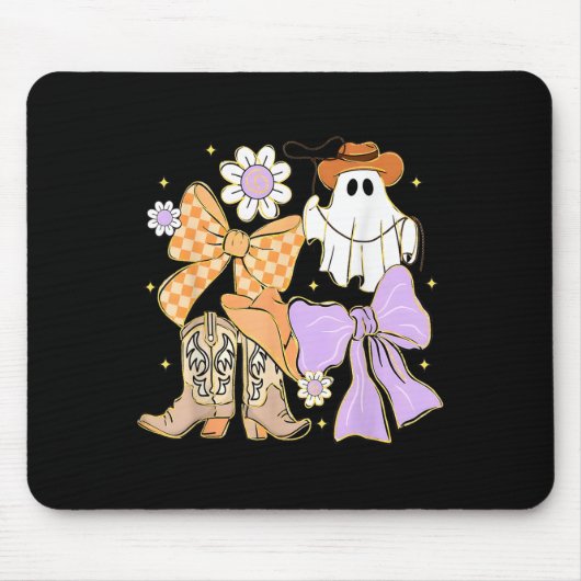 Coquette Bow Boo Ghost Boots Western Cowboy Cowgir Mousepad (Vorne)