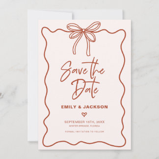 Coquette Bow Border Wedding Save the Date Einladung