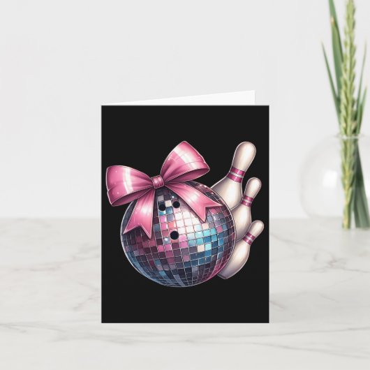 Coquette Bow Bowling Ll Buttone Checkered Disco Bo Karte (Vorderseite)