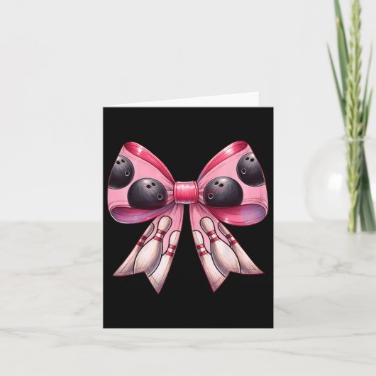 Coquette Bow Bowling Ll Buttone Muster Bowler Pink Karte (Vorderseite)