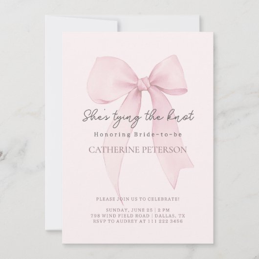 Coquette Bow Brautparty Einladung (Vorderseite)