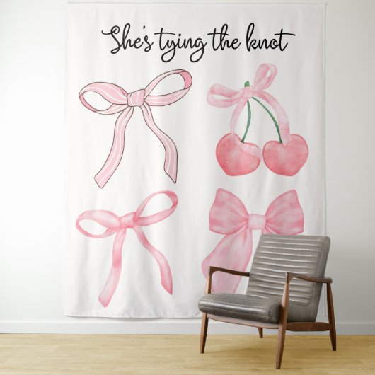 Coquette Bow Brautparty Foto Hintergrund Wandteppich (Beispiel)