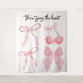 Coquette Bow Brautparty Foto Hintergrund Wandteppich (Vorderseite)