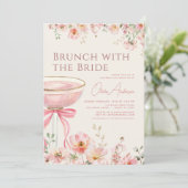 Coquette Bow Brunch with The Bride Bridal Shower Einladung (Stehend Vorderseite)