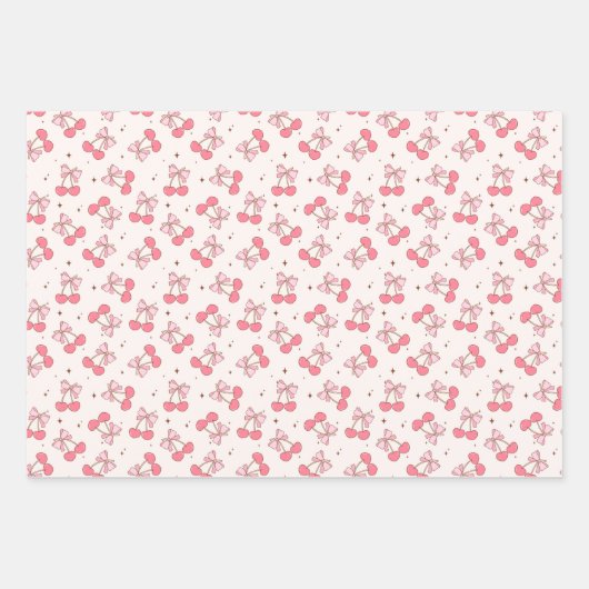 Coquette Bow Bunny Bear Cherry Geschenkpapier Set (Vorderseite 3)