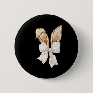 Coquette Bow Bunny Ears Rabbit Happy Easter Day Re Button