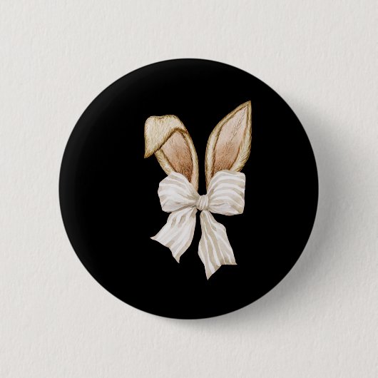Coquette Bow Bunny Ears Rabbit Happy Easter Day Re Button (Vorderseite)